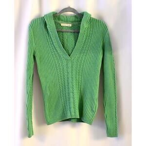 2007 Old Navy Cable-knit V-neck Hooded Sweater - Medium